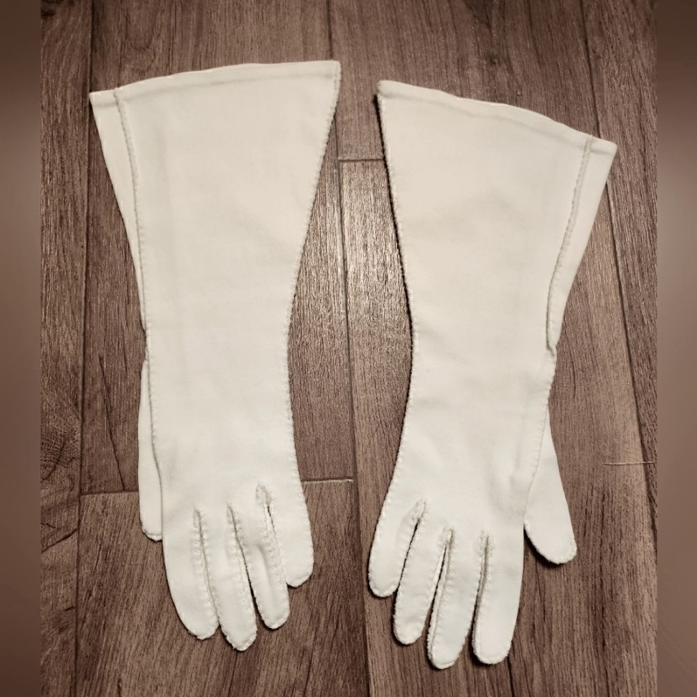 Vintage Wear Right Doubleplex Suede Gloves Ivory Size 6.5